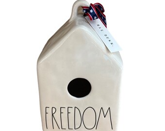 Rae Dunn Freedom Birdhouse 4 luglio Home Decor Gift Bandiera americana USA