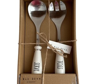 Rae Dunn Toss Serve Servierbesteck Schwarz Farmhaus Dekor Geschenk Set