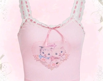 Coquette Contrast Lace Cami Top