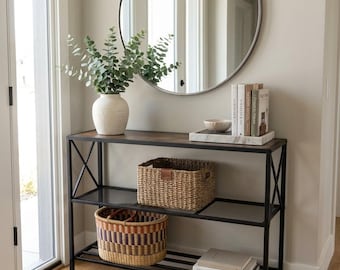 3-Tier Rustic Wood Console Table | Narrow Entryway Sofa Table | Farmhouse Decor
