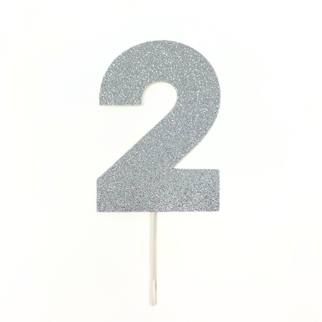 Silver 2 Cake Topper 2nd Birthday Cake Topper Silver Glitter 2 Cake ...