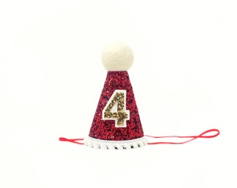 Christmas Party Hat | 4th Christmas Birthday Party Hat | Santa Fourth Birthday Hat | Santa Hat | 4th Birthday Boy Hat | 4th Birthday Boy