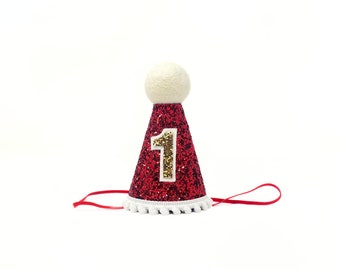 Christmas Party Hat | 1st Christmas Birthday Party Hat | Santa First Birthday Hat | Santa Hat | First Birthday Boy Hat | 1st Birthday Boy