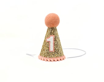 First Birthday Girl Party Hat | 1st Birthday Girl Party Hat | Gold & Peach Hat | First Birthday Girl Hat | Birthday Photo Prop | Peaches