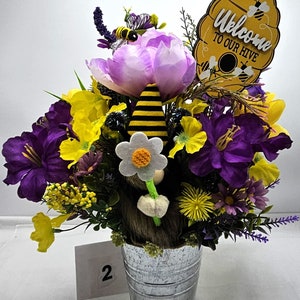 Abejas para los amantes de la naturaleza, 5 opciones, acentos de abejas y gnomos, signos de abejas y flores silvestres en amarillos, azules, morados y rosas, abejas melíferas