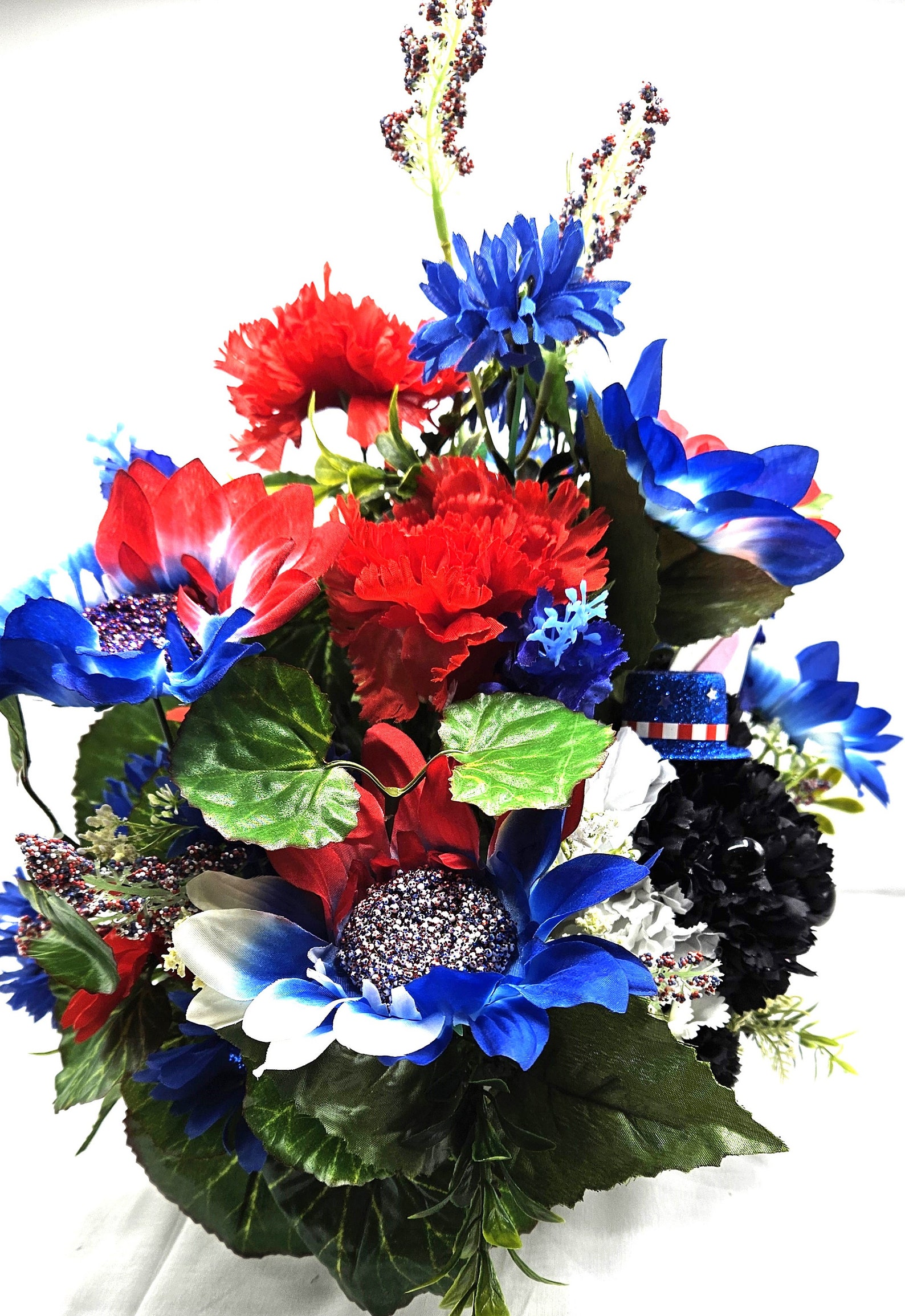 Patriotic Silk Floral Dog Decor, Red White Blue Carnations - Etsy
