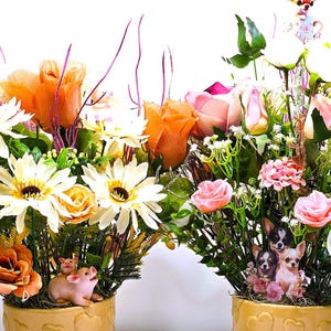 Dites-le avec des fleurs/Cadeaux uniques pour toute occasion/Deux options : jolie maman/bébé cochon ou adorables chiots chihuahua/anniversaire, rétablissement, amour