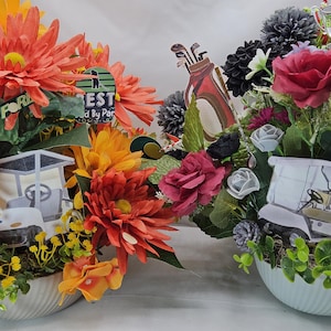 For the Golf Lover/A gift for Him/Golf Cart/Bag/Balls/Manly Floral Gift/Orange/Yellow or Gray/Red/Black/Golf Enthusiast for Any Occasion