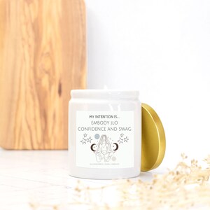 Manifesting Candle JLO CONFIDENCE and SWAG Ceramic 8oz (White)