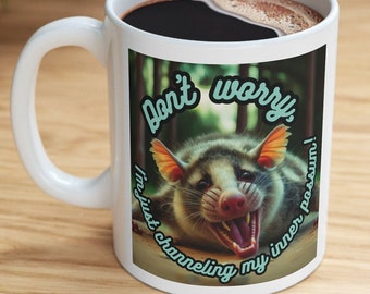Opossum Ceramic Mug/Opossum Lover Cup/Cute Mug/Funny Ceramic Mug 11oz/Opossum Funny Gift/Nature Lover Present/Possum Channeling Gag
