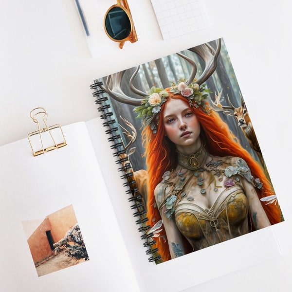 Celtic Princess Spiral Notebook/Ruled Line/Celtic Princess Matte Art/Colorful Irish Book/Scottish Queen Gift/Forest goddess/Cultural decor