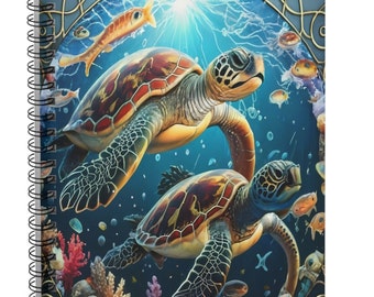 Spiralblock Meeresschildkröten/Schildkröten Liebhaber/Künstler Geschenk/Boho Meer Notizbuch/Tierliebhaber Geschenk/Buntes Journal/Skizzenbuch/ Organisation
