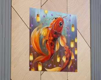 Koi Fish Matte Vertical Wall Art/Colorful Fish Poster/Japanese Art/Gift for Him/Gift for Her/Asian Gift/Goldfish Art/Koi Fish Painting