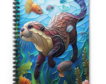 Seeotter Spiralblock/Notizbuch/Otter Liebhaber/Künstler Geschenk/Boho Meer Notizbuch/Tierliebhaber Geschenk/Buntes Notizbuch/Skizzenbuch/ Organisation