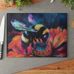 Artistic Bumblebee Cutting Board/Wedding Gift Trivet/New Home/Bee Kitchen Decor/Bee Lover Gift/Beekeepers/Charcuterie Board/Garden Decor