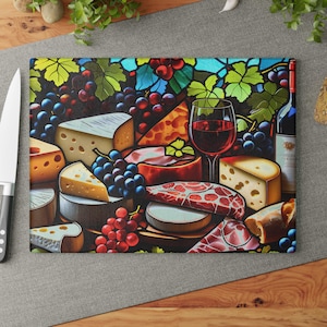 Colorful Glass Cutting Board, Kitchen Decor, Durable Chopping Board - Gift for Cooks, Foodie, Charcuterie, Tempered Glass