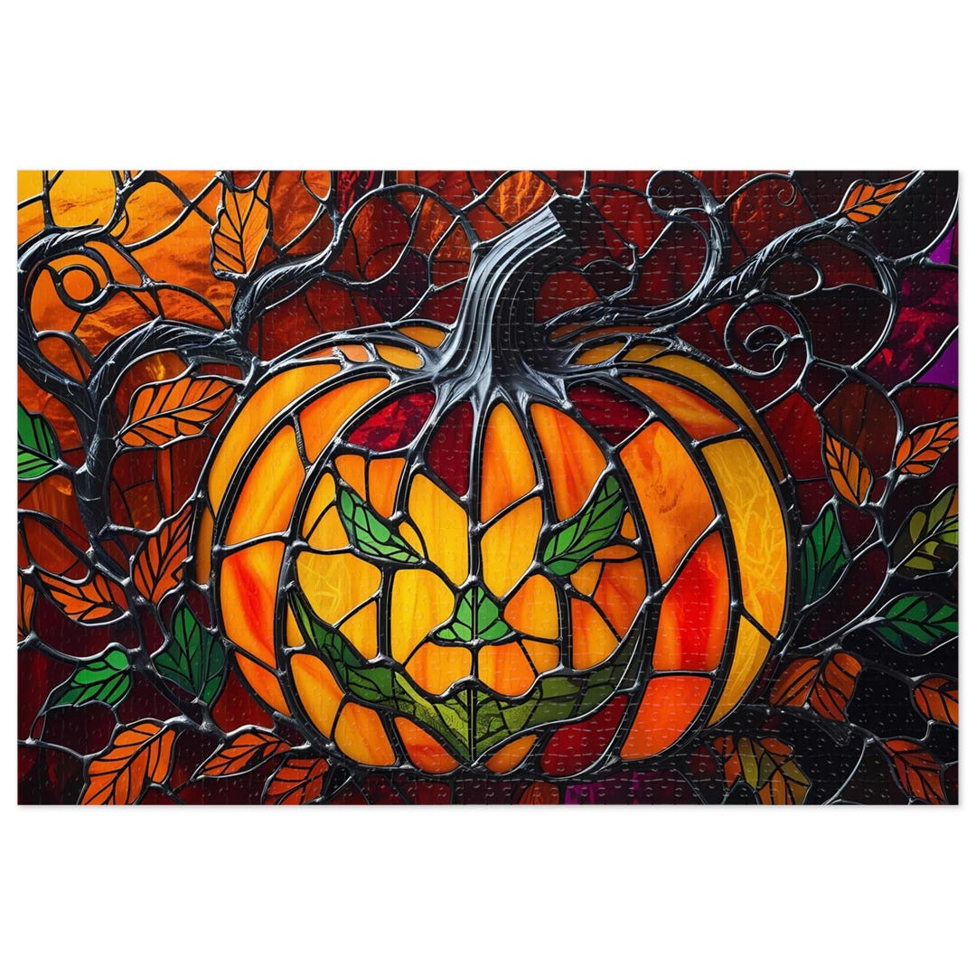 Pumpkin Jigsaw Puzzle, Halloween Fall Autumn Decor Game, Adults Kids 30 ...