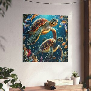 Sea Turtles Matte Wall Art/Turtle Boho Wall Poster/Sea Turtles Art/ Nature Gift/Housewarming/Sea Turtle Lover Art/ Nautical home décor/Ocean