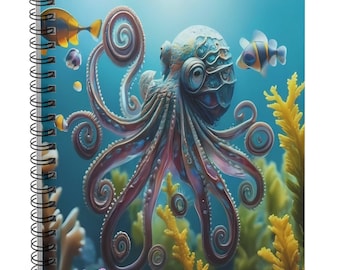 Spiralblock/Notizbuch/Notizbuch/Tintenfisch/Tierfreund/Tierfreund/Tintenfisch Liebhaber/Künstler Geschenk/Tierliebhaber/Skizzenbuch/Skizzenbuch
