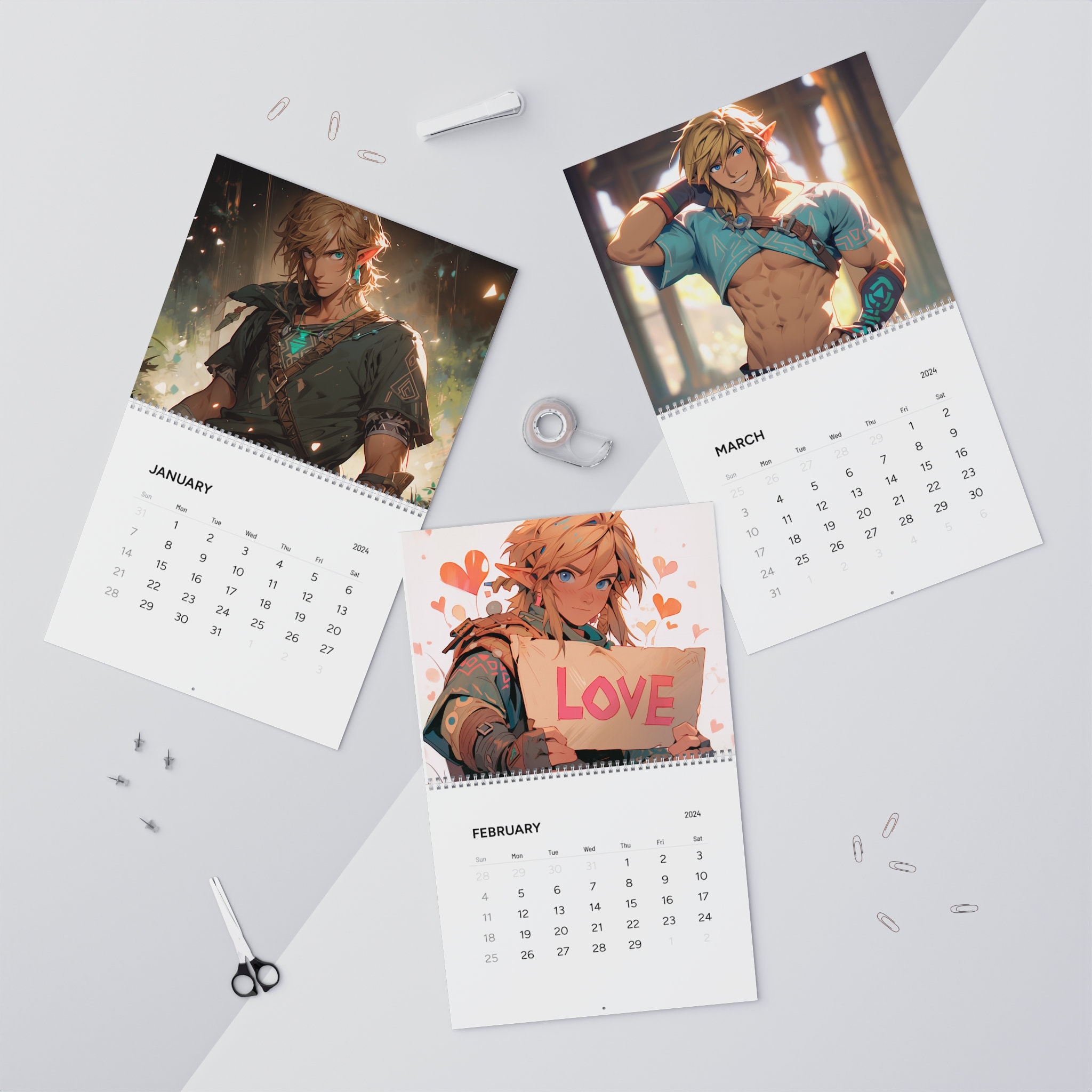 Link Legend of Zelda Wall Calendar 2024 Etsy