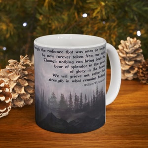 Comforting &quot;In loving memory of&quot; customizable mug featuring &quot;Splendour in the Grass&quot; from William Wordsworth (with or without customization)