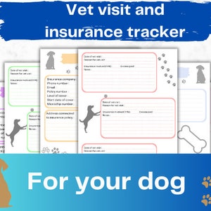 Dog vet visit tracker | Colour bundle | Canine vaccination log | Printable A4 PDF digital download | Pooch pet owner | Breeder record