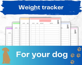 Dog Weight Tracker A4 PDF Download Puppy Log Pooch Growth Log Pet Change Chart Multicolour Bundle Breeder Record Etsy