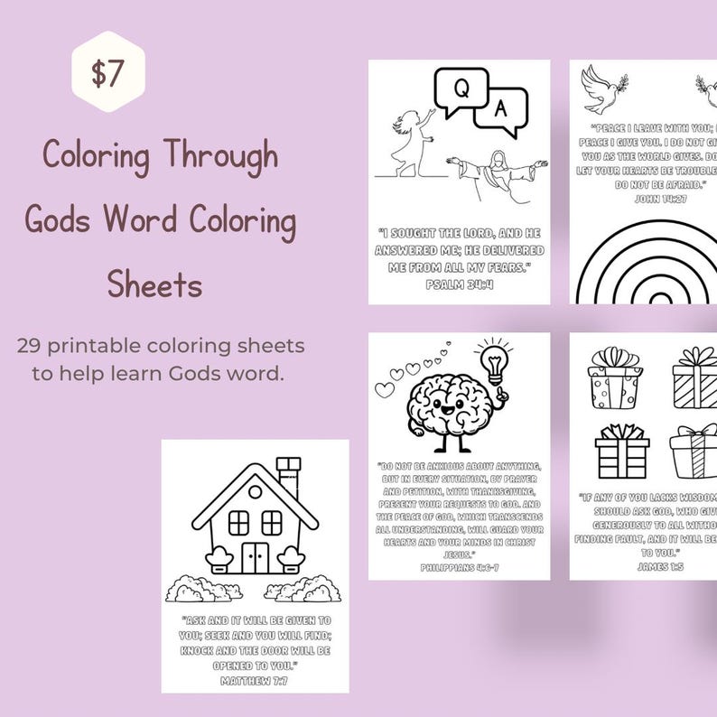 God's Word Coloring Pages for Kids, Church Verses (PDF Pattern) - Etsy ...