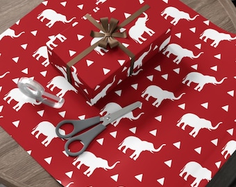 DST Red and White Gift Wrap, Elephants and Pyramids, HBCU Sorority Wrapping Paper, African American Woman Christmas Graduation Gift, Probate