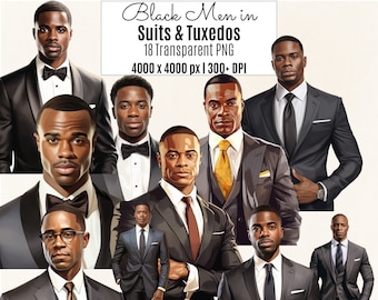 Black man clipart, African american business man in tuxedo suit fashion clipart, Black men PNG, Formal Wear, Digital Download Commercial Use