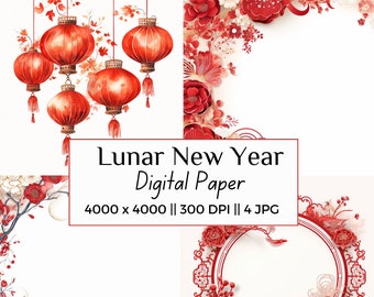 Lunar New Year Digital Paper, Chinese Lantern, Asian Backgrounds, Backdrop, Chinese Wedding, Digital Download, Commercial Use, Sublimation
