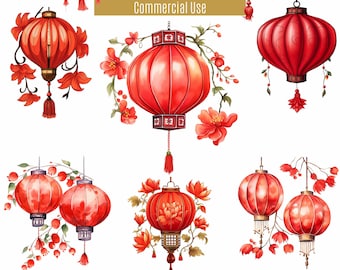 Lunar New Year, Chinese Lantern Clipart, Asian PNG, Chinese Wedding, Digital Download, Commercial Use, Scrapbooking, Sublimation Designs