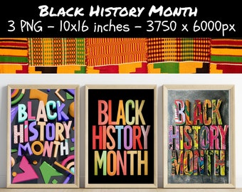 Black History Month Posters, BHM PNG Printable, Digital Paper, Classroom Decor, Sign, Digital Download, Commercial Use