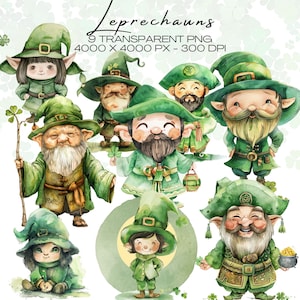 Leprechaun Watercolor Clipart, St Patricks Day, Asian Leprechaun, Diverse Characters PNG, Fantasy Art, Digital Download Commercial Use
