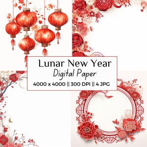 Carta digitale per il capodanno lunare, lanterna cinese, sfondi asiatici, fondale, matrimonio cinese, download digitale, uso commerciale, sublimazione