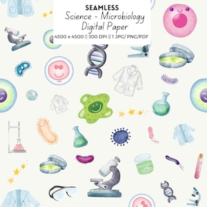 Papel digital de antecedentes científicos, patrón científico de laboratorio de biología celular de microbiología, educación de profesores de ciencias sin fisuras, uso comercial