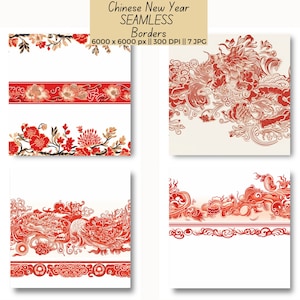 Padrão de papel digital com borda sem costura para o ano novo chinês 2025, ano da cobra para impressão CNY, download digital JPG, uso comercial