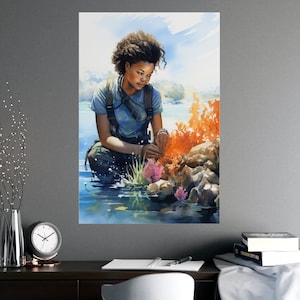 Marine Biology Poster, Marine Biology Decor, Black in Marine Science Wall Art, Afro STEM Graduation Gift, Oceanography Biology Classroom
