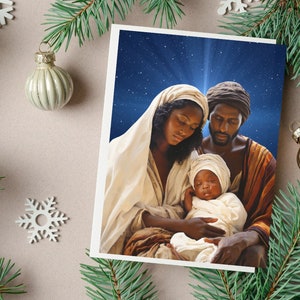 African American Christmas Card, Nativity Religious Christmas Card Set, Afrocentric Blank Greeting Card, Holiday gift