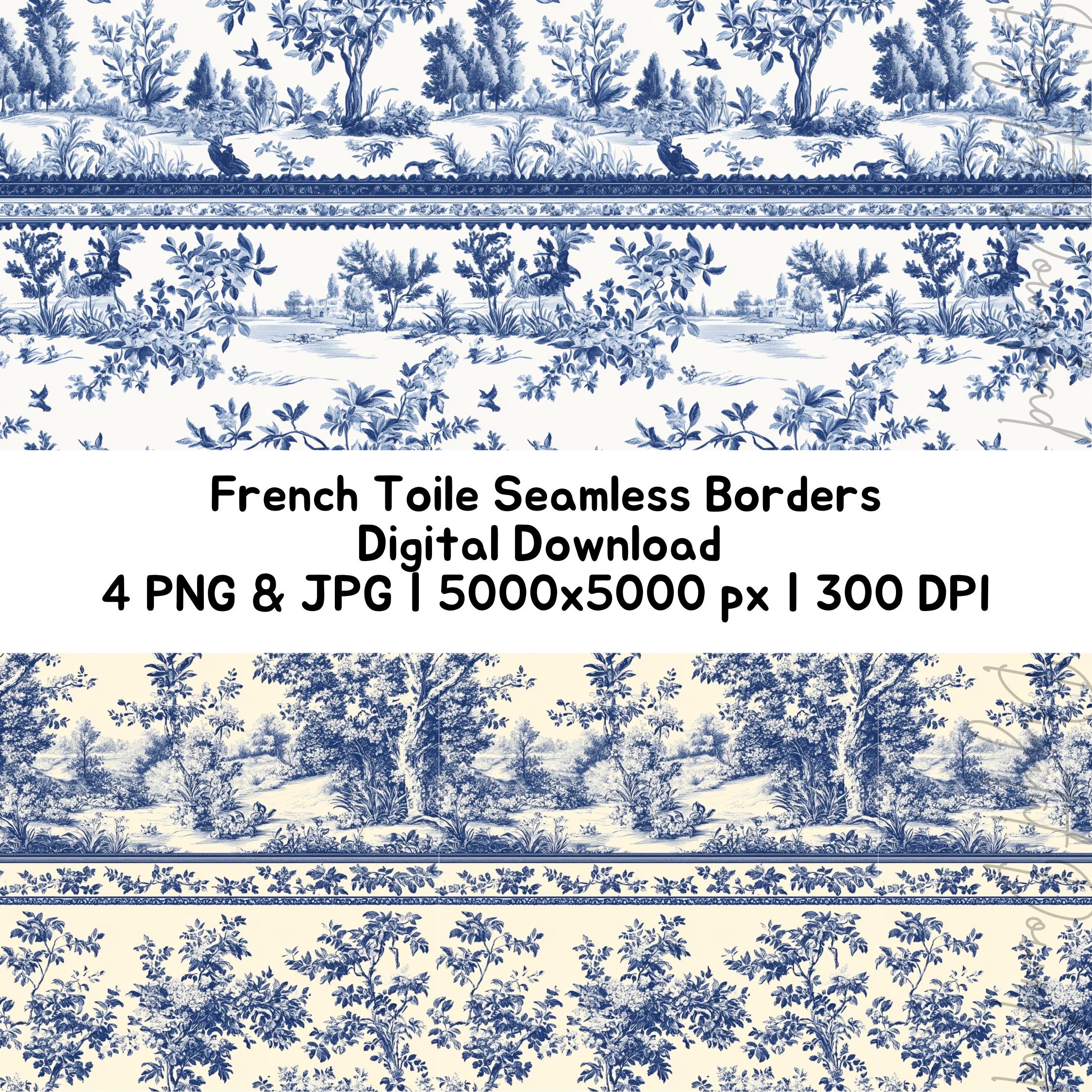 Toile Pattern Border Toile De Jouy Seamless Pattern, Red Toile, Blue Toile, Vintage French ...