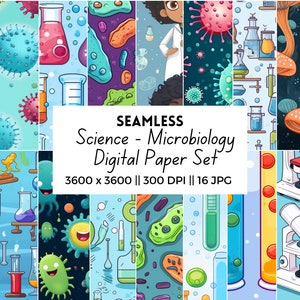 Papel digital de fundo científico, padrão de cientista de laboratório de biologia celular de microbiologia, educação contínua de professores de ciências, uso comercial
