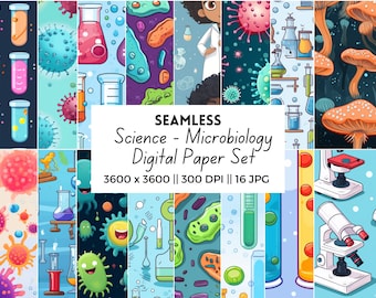 Papel digital de antecedentes científicos, patrón científico de laboratorio de biología celular de microbiología, educación de profesores de ciencias sin fisuras, uso comercial
