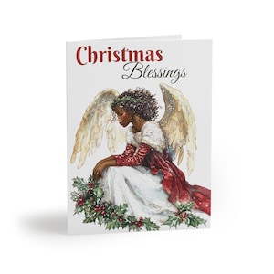 Carte de Noël afro-américaine, jeu de cartes de voeux ange bénédictions de Noël, cartes de vœux, cartes de Noël ethniques, cartes de Noël religieuses