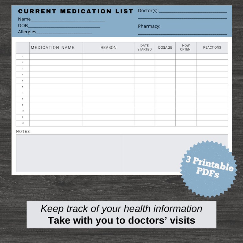 Medication Tracker Medication Chart Medication Log List For Doctor Medication tracker medication chart medication log list for doctor