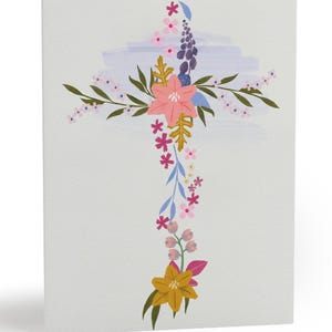 Ensemble polyvalent de cartes de voeux chrétiennes, croix florale, Pâques, résurrection de Jésus, ensemble de papeterie religieuse, croix botanique, intérieur vierge