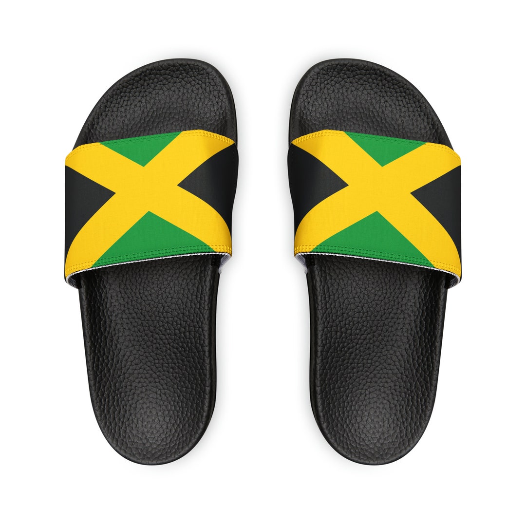 Jamaica Slides Sandals, Jamaica Shoes, Jamaican Flag Slippers, Souvenir
