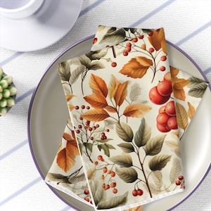 Autumn Napkins, Reusable Napkins, Cloth Napkins, Thanksgiving Hostess gift, Fall Dinner Napkins, Autumn Table Decor