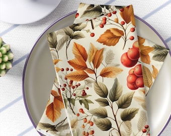 Autumn Napkins, Reusable Napkins, Cloth Napkins, Thanksgiving Hostess gift, Fall Dinner Napkins, Autumn Table Decor
