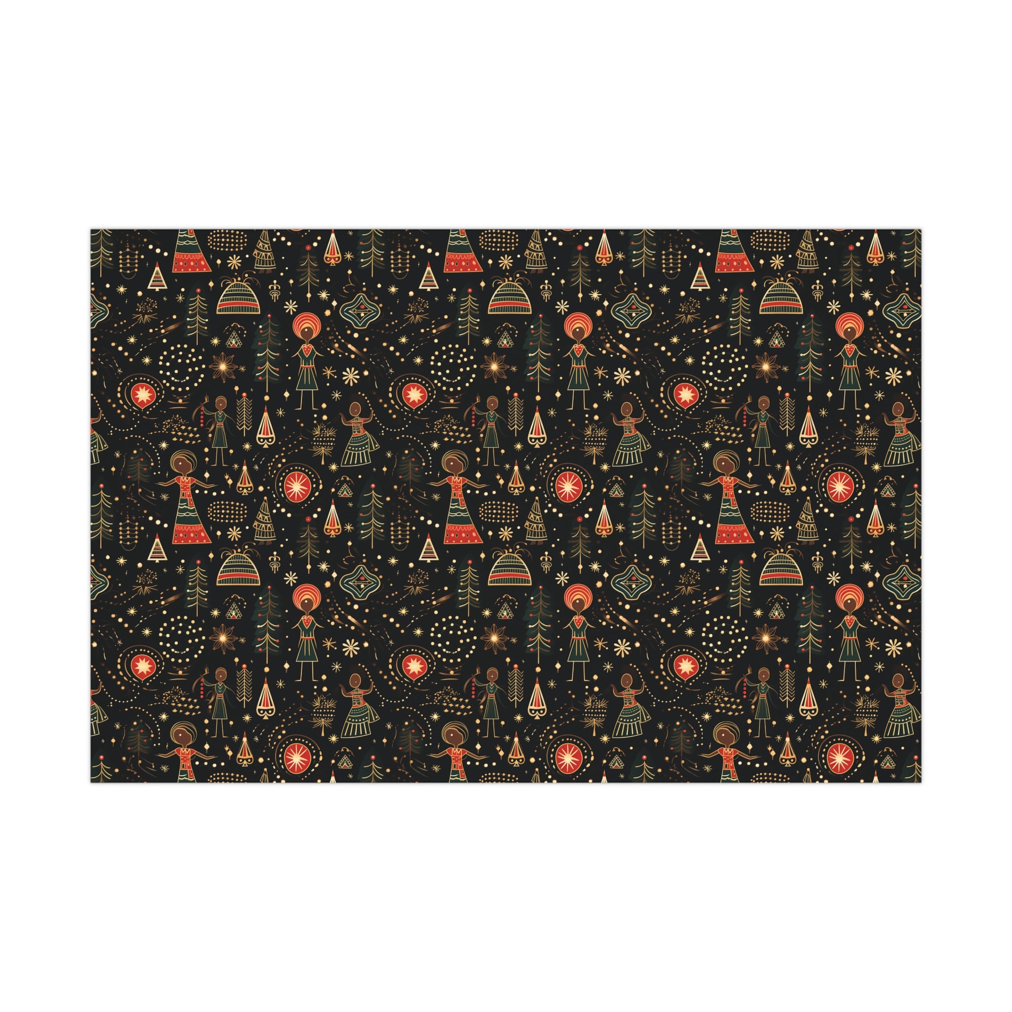 Afrocentric Holiday Wrapping Paper, African Gift Wrap, Ethnic Gift Wrap, African American