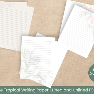 Papelaria floral para plantas tropicais para impressão, Monstera, Antúrio, papel para escrever letras havaianas, pautado sem pauta, diário, carta A4 A5 EUA